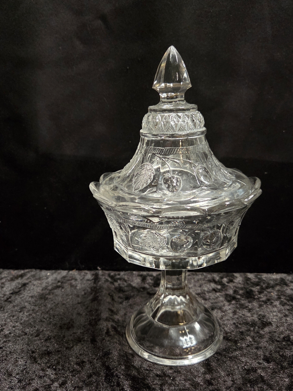 Northwood Clear Glass Strawberry And Cable Pattern Sweetmeat Compote